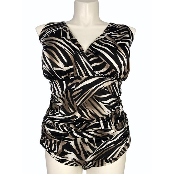 Trimshaper by Miraclesuit Zebra Slimming 1 PC Swimsuit Plus 24w - Picture 1 of 6
